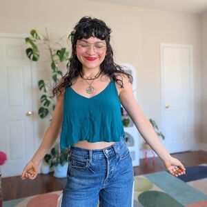 Wilfred Teal V-Neck Cropped Camisole